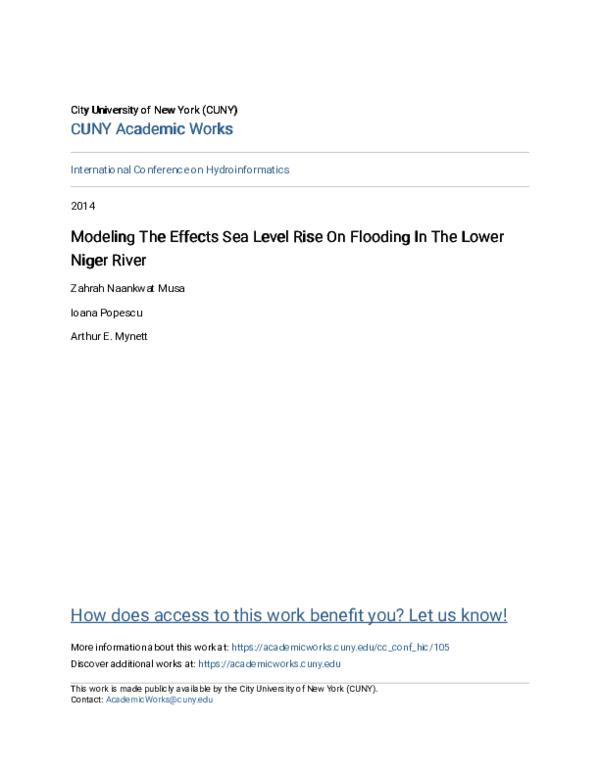 (PDF) Modeling the Effects Sea Level Rise on Flooding in the Lower ...