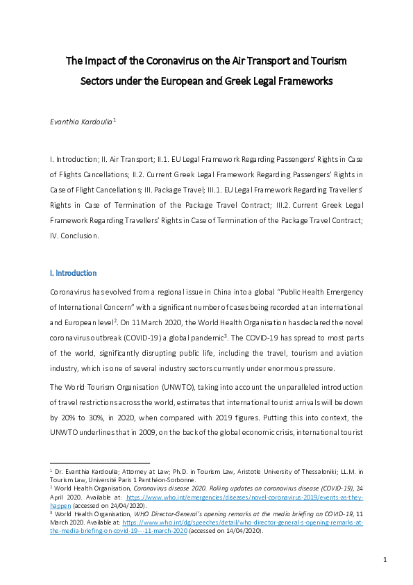 (PDF) The Impact of the Coronavirus on the Air Transport and Tourism ...