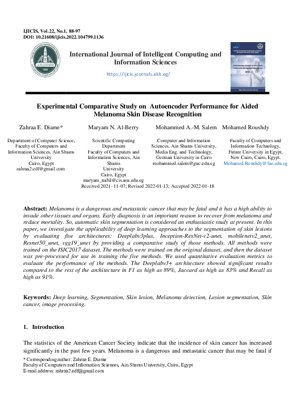 (PDF) Experimental Comparative Study on Autoencoder Performance for ...