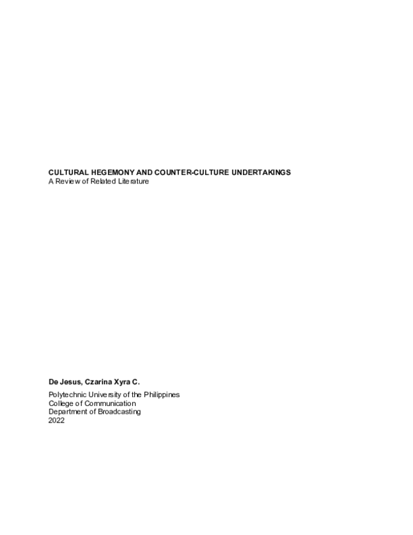 (PDF) CULTURAL HEGEMONY AND COUNTER-CULTURE UNDERTAKINGS: A Review of ...