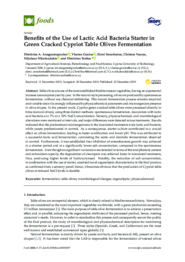 (PDF) Benefits of the Use of Lactic Acid Bacteria Starter in Green ...
