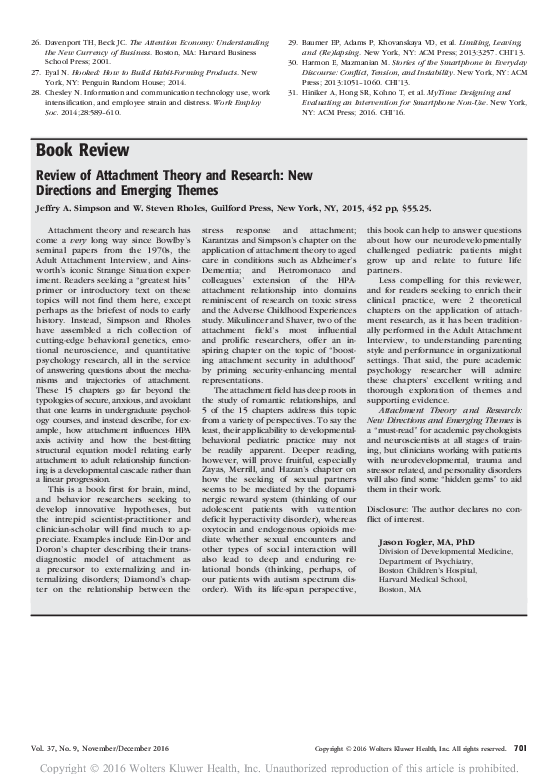 (PDF) Review of Attachment Theory and Research