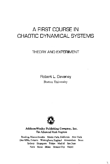 (PDF) A First Course in Chaotic Dynamical Systems
