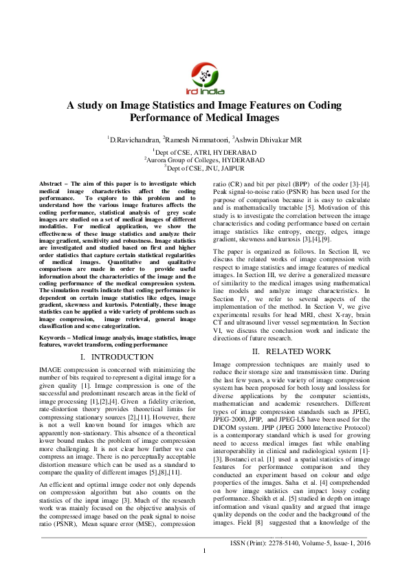 (PDF) A study on Image Statistics and Image Features on Coding ...