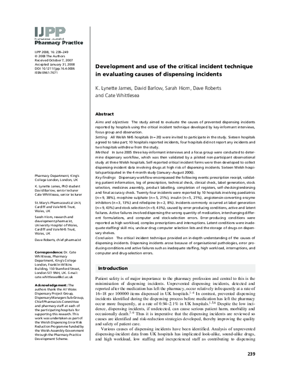 (PDF) Development and use of the critical incident technique in