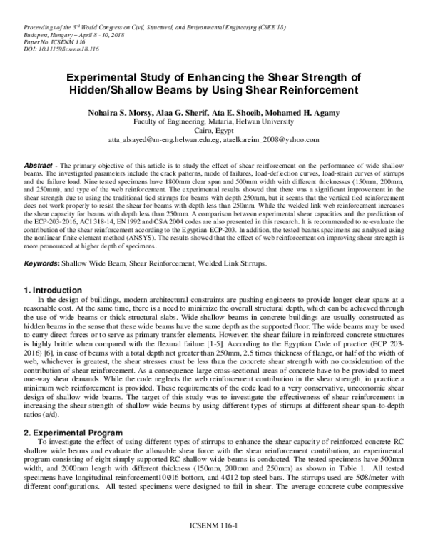 (PDF) Experimental Study of Enhancing the Shear Strength of Hidden ...