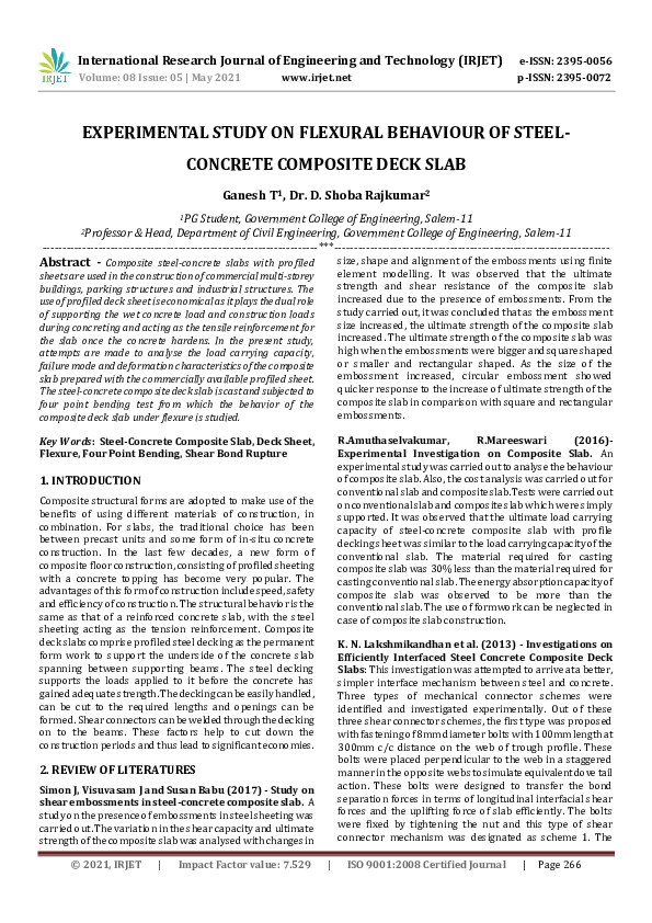 (PDF) Experimental Study on Flexural Behaviour of Steel- Concrete ...