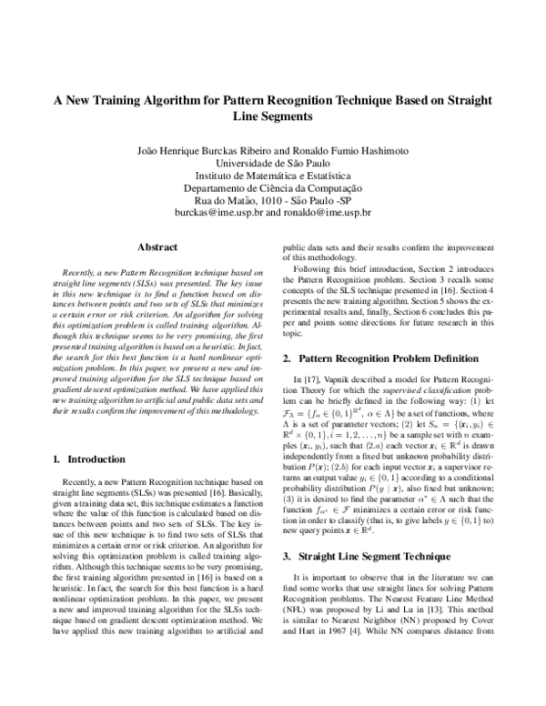 (PDF) A New Training Algorithm for Pattern Recognition Technique Based ...