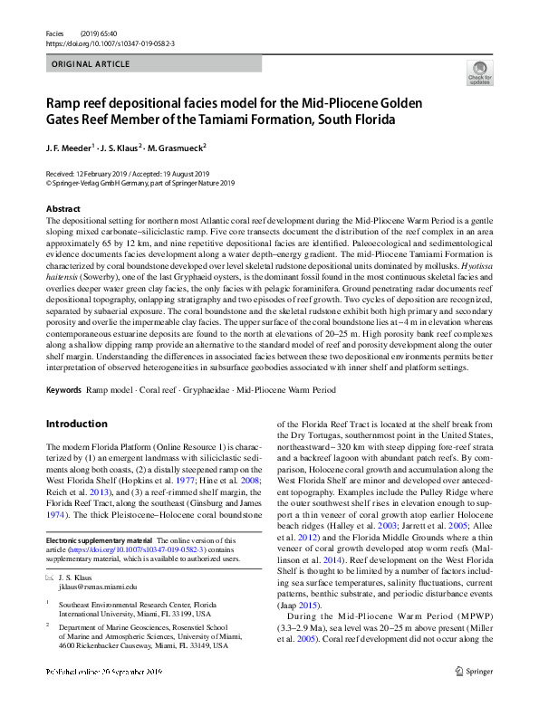 (PDF) Ramp reef depositional facies model for the Mid-Pliocene Golden ...