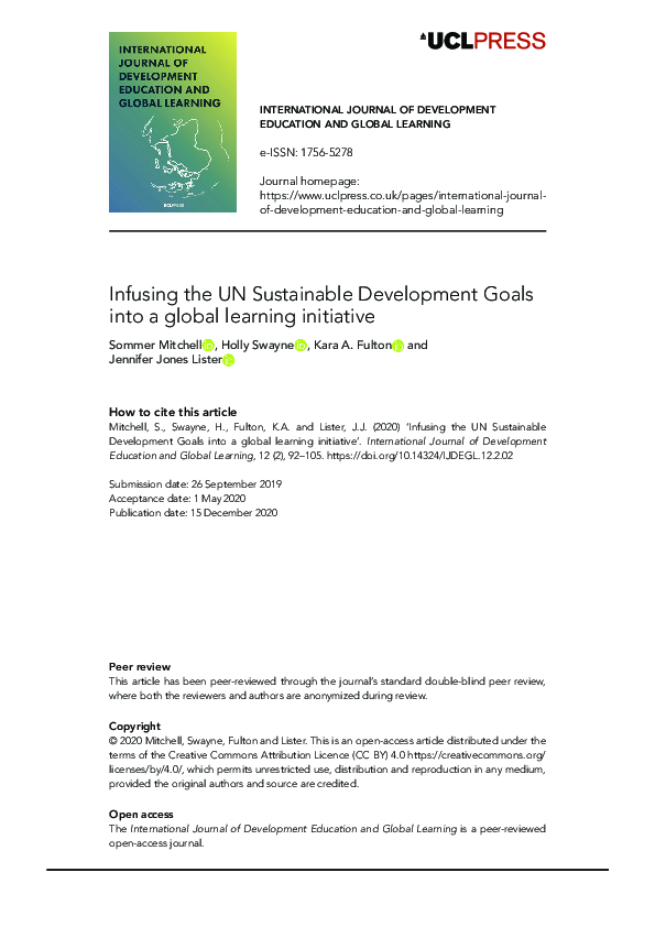 (PDF) Infusing the UN Sustainable Development Goals into a global ...