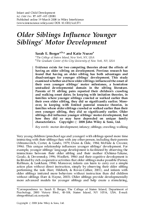 (PDF) Older siblings influence younger siblings' motor development