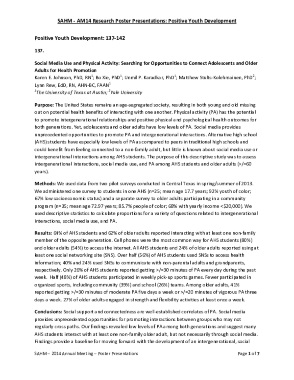 (PDF) Social Media Use and Physical Activity: Searching for ...