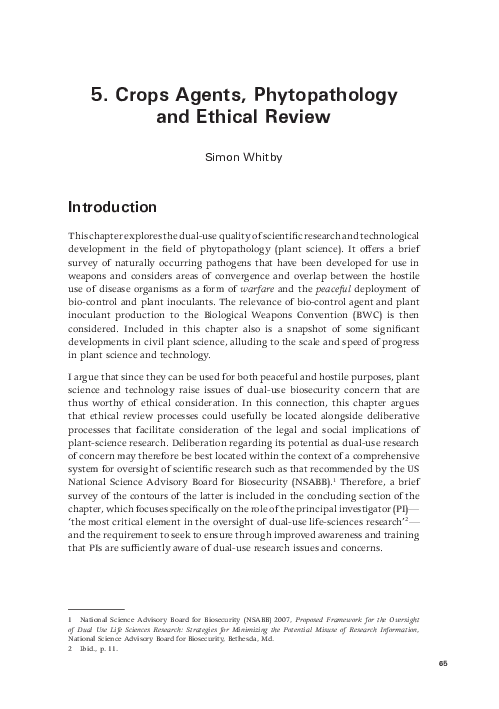 (PDF) Crops Agents, Phytopathology and Ethical Review