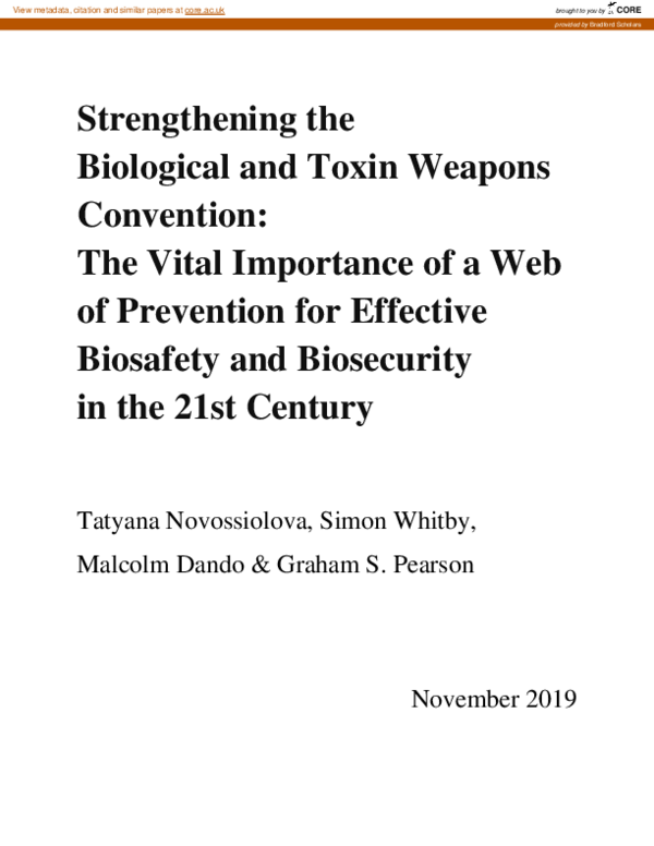 (PDF) Strengthening the Biological and Toxin Weapons Convention: The ...