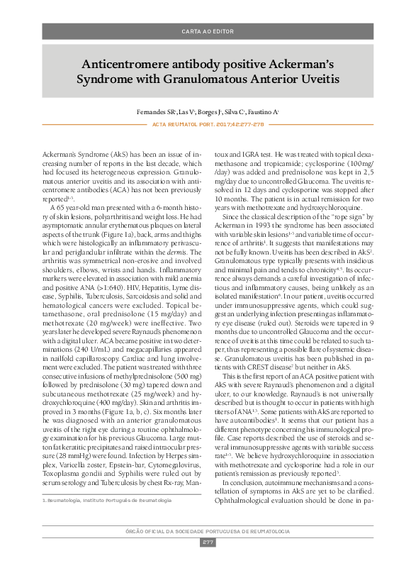 (PDF) Anticentromere antibody positive Ackerman's Syndrome with ...