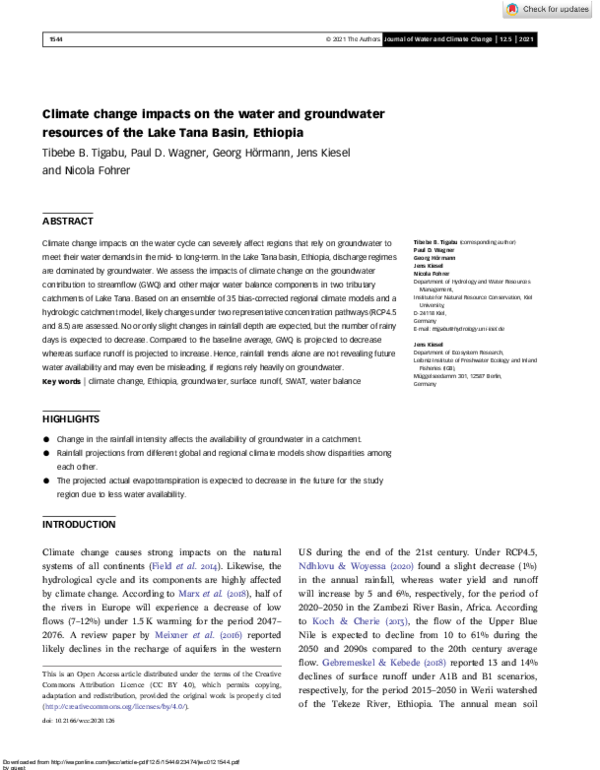 (PDF) Climate change impacts on the water and groundwater resources of ...