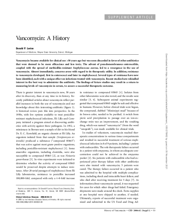 (PDF) Vancomycin: A History