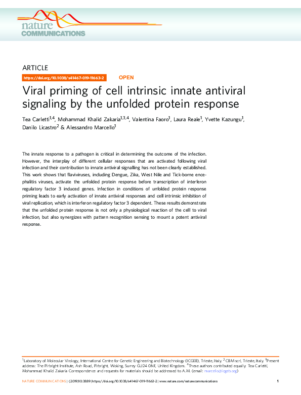(PDF) Viral priming of cell intrinsic innate antiviral signaling by the ...