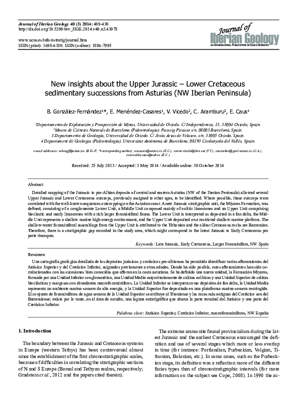 (PDF) New insights about the Upper Jurassic – Lower Cretaceous ...