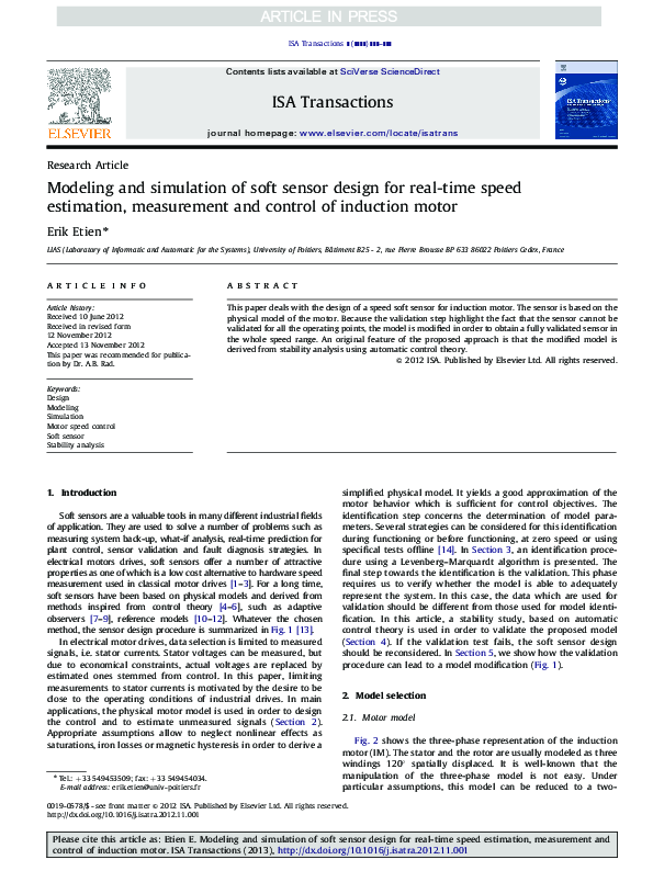 (PDF) Modeling and simulation of soft sensor design for real-time speed ...