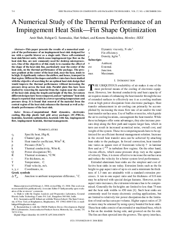 (PDF) A Numerical Study of the Thermal Performance of an Impingement ...