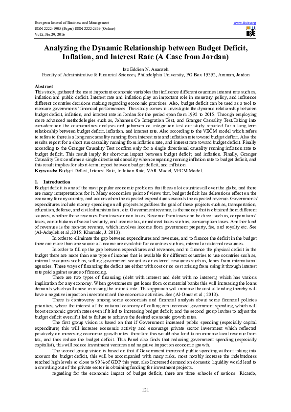 (PDF) Analyzing the Dynamic Relationship between Budget Deficit ...