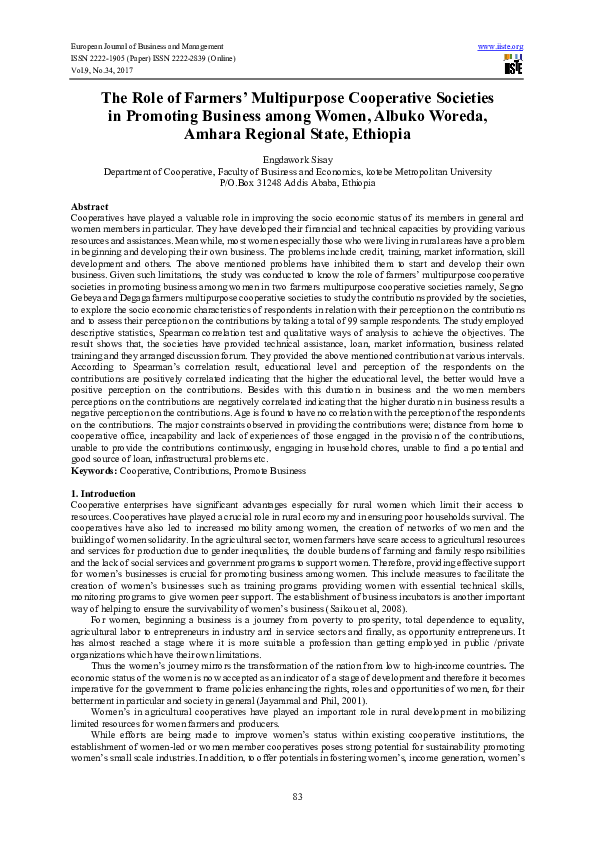 (PDF) The Role of Farmers’ Multipurpose Cooperative Societies in ...