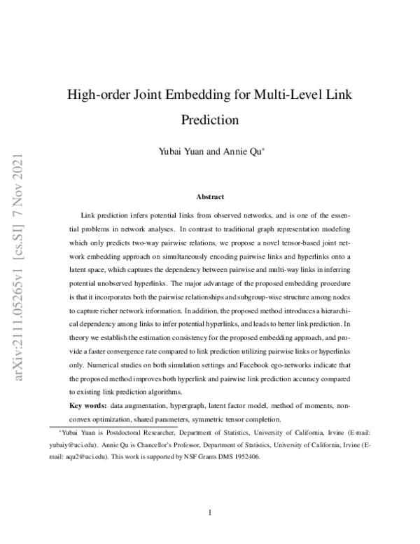 (PDF) High-order Joint Embedding for Multi-Level Link Prediction