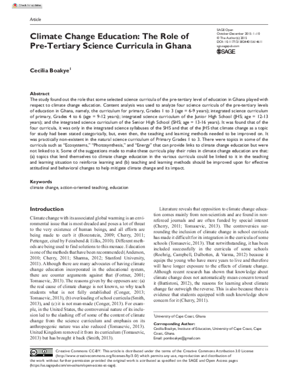 (PDF) Climate Change Education