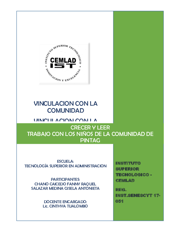 Pdf Proyecto Crecer Y Leer Trabajo Con Los Niños De La Comunidad De
