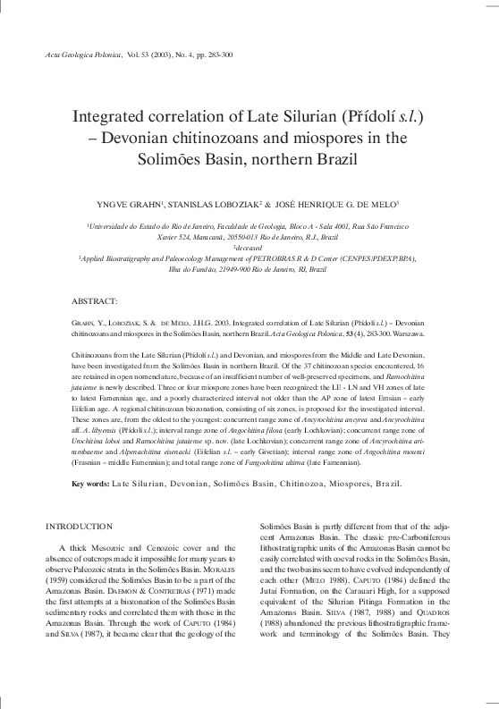 (PDF) Integrated correlation of Late Silurian (Prídolí s.l.) - Devonian ...