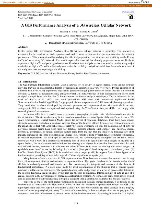 (PDF) A GIS Performance Analysis of a 3G wireless Cellular Network