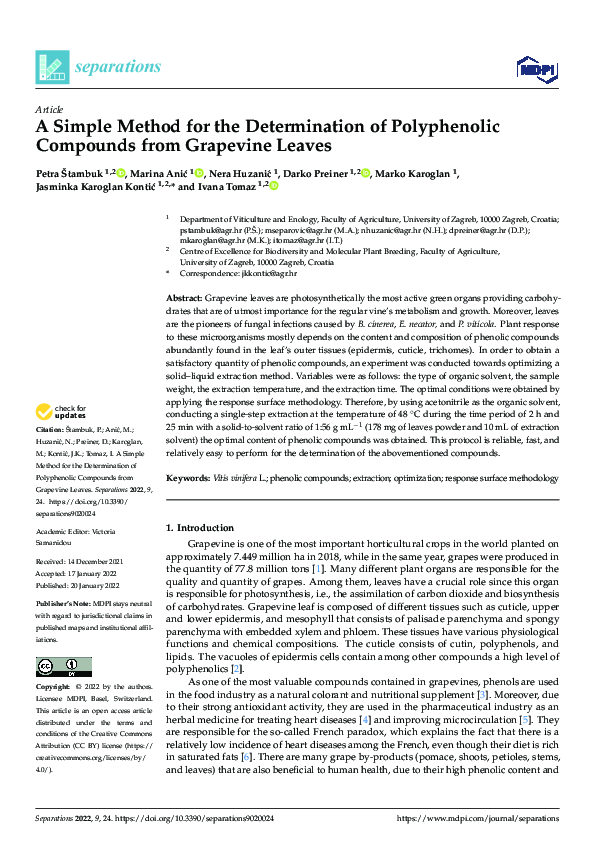 (PDF) A Simple Method for the Determination of Polyphenolic Compounds ...