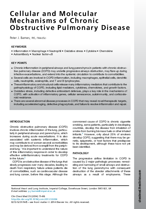 (PDF) Cellular and Molecular Mechanisms of Chronic Obstructive ...