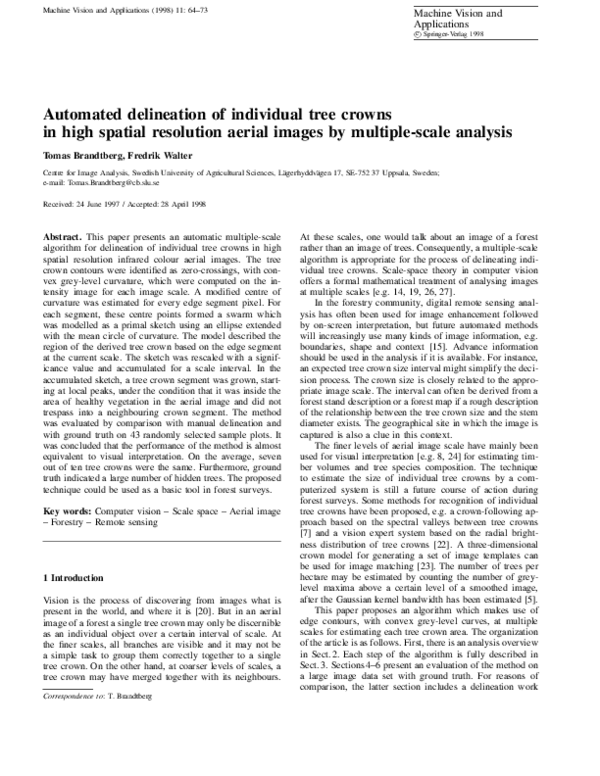 (PDF) Automated delineation of individual tree crowns in high spatial ...