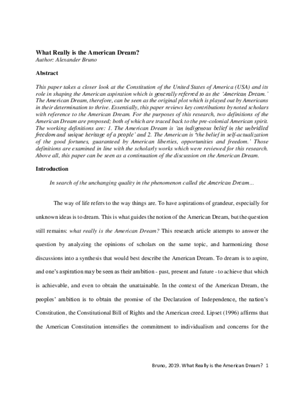 (PDF) What Really is the American Dream?