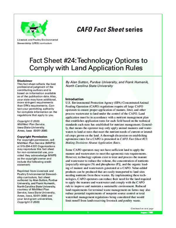 (PDF) CAFO Fact Sheet series