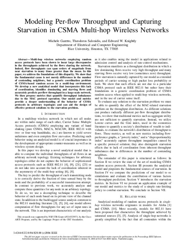 (PDF) Modeling Per-Flow Throughput and Capturing Starvation in CSMA ...