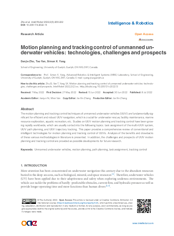 (PDF) Motion planning and tracking control of unmanned underwater ...