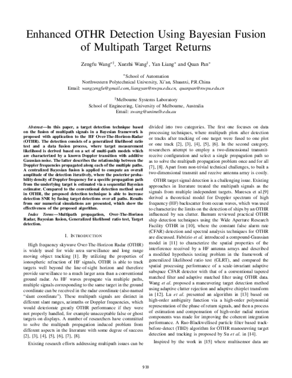 (PDF) Enhanced OTHR detection using Bayesian fusion of multipath target ...