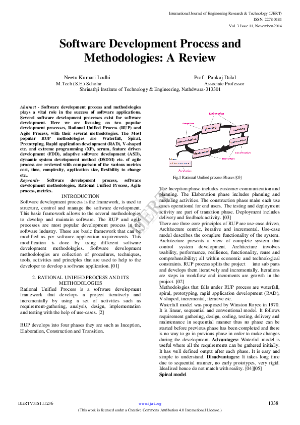 (PDF) Software Development Process and Methodologies: A Review