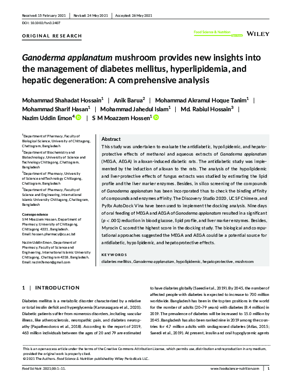 (PDF) Ganoderma applanatum mushroom provides new insights into the management of diabetes