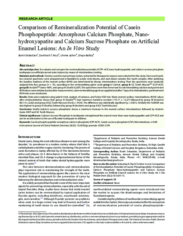 (PDF) Comparison of Remineralization Potential of Casein Phosphopeptide ...
