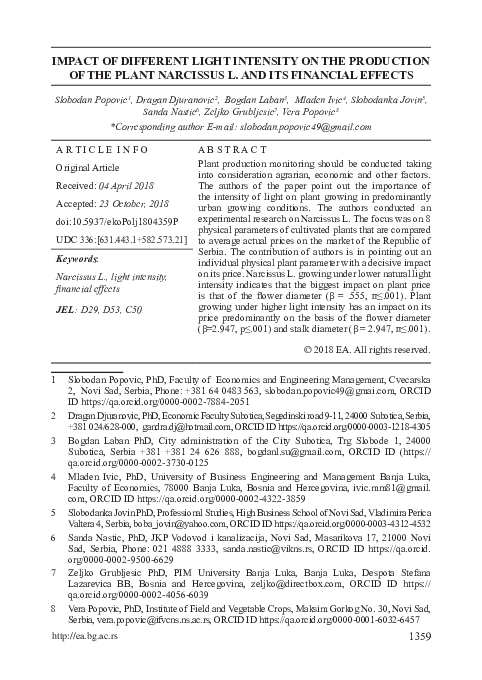 (PDF) Impact of different light intensity on the production of the ...
