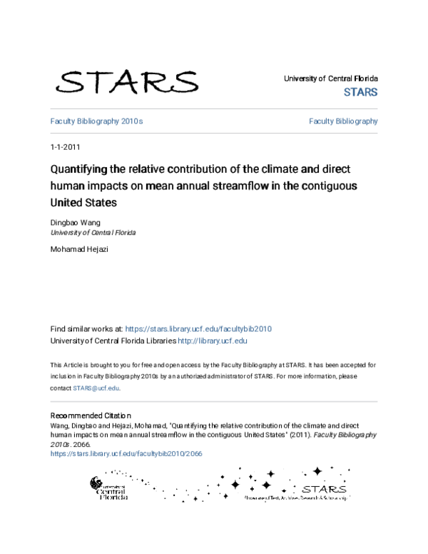 (PDF) Quantifying the relative contribution of the climate and direct ...