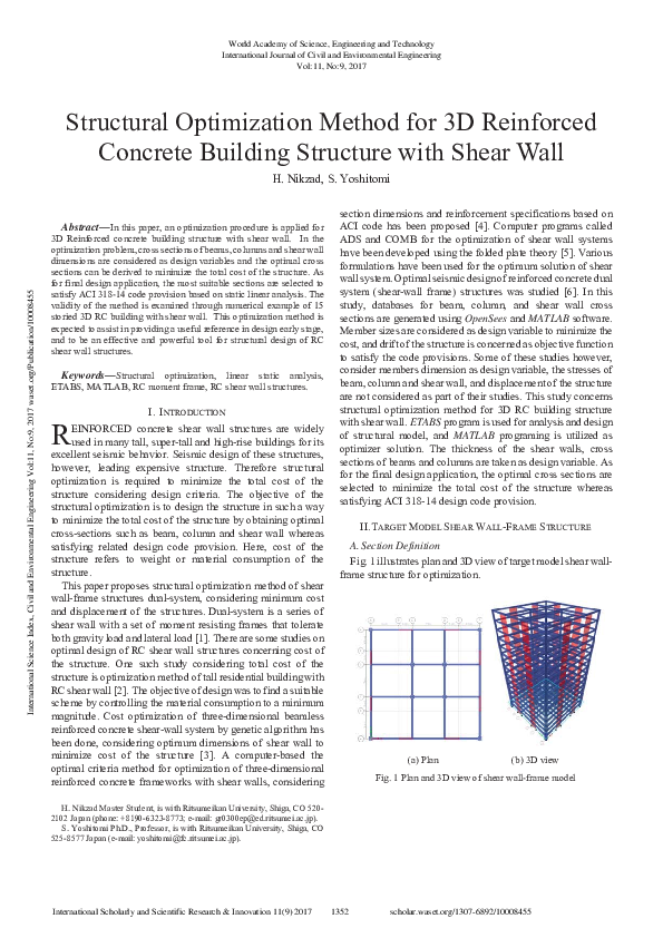 (PDF) Structural Optimization Method For 3D Reinforced Concrete ...