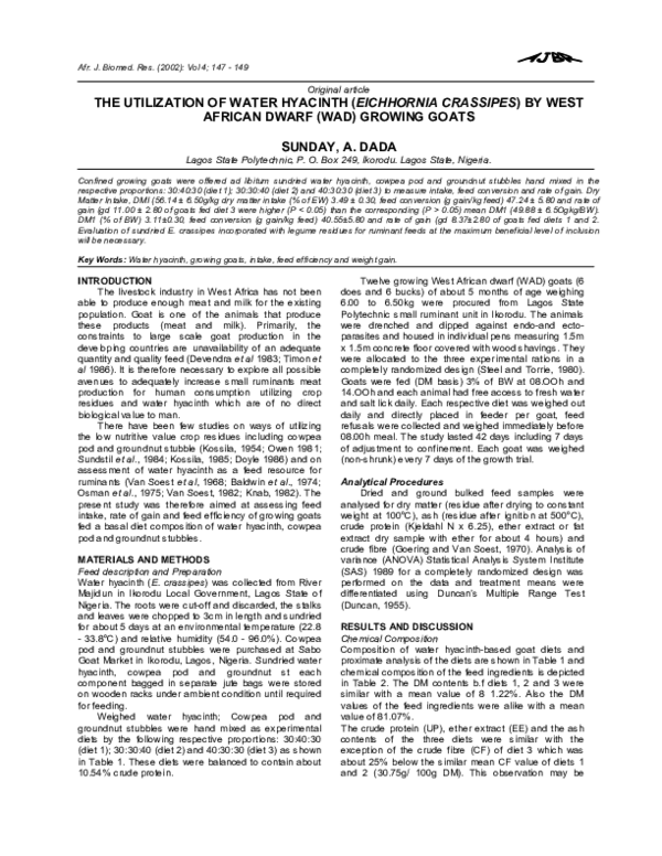 (PDF) The Utilization of Water Hyacinth (Eichhornia Crassipes) by West ...