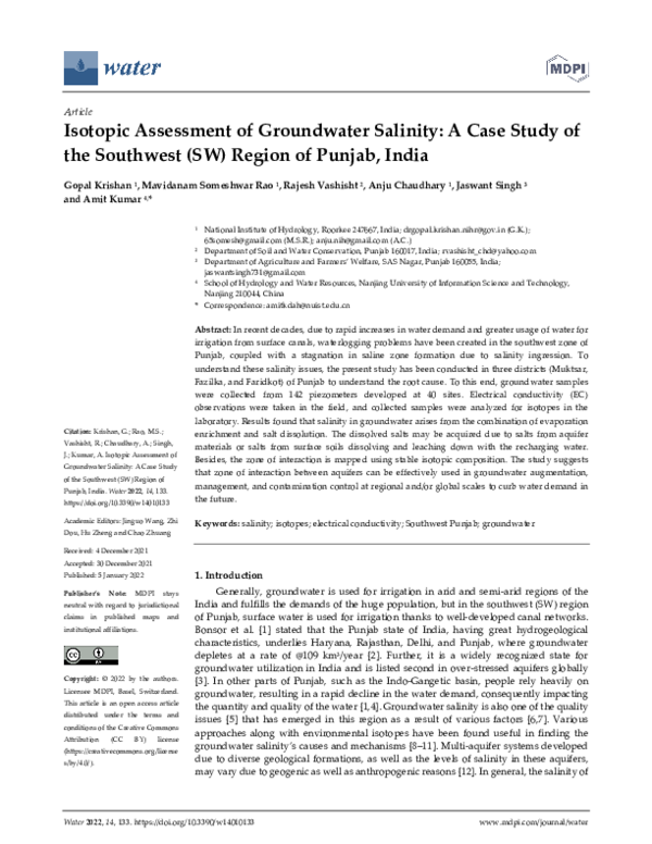 (PDF) Isotopic Assessment of Groundwater Salinity: A Case Study of the ...