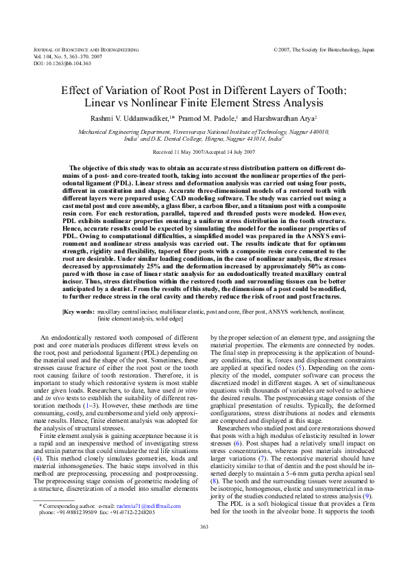 (PDF) Effect of Variation of Root Post in Different Layers of Tooth ...