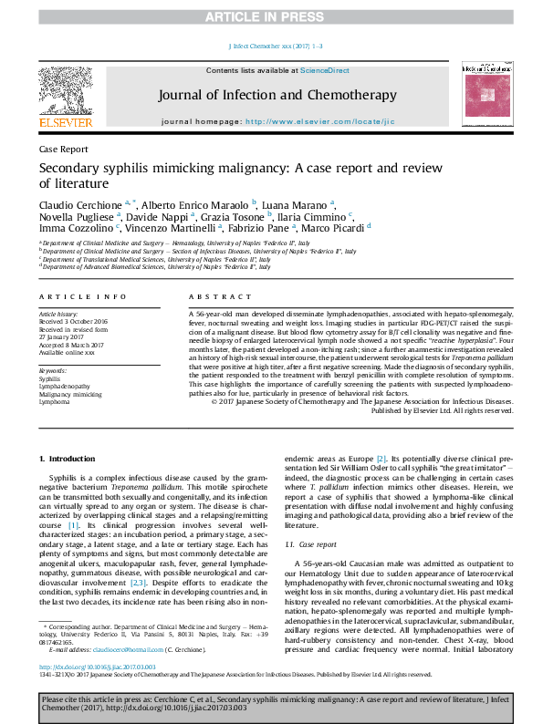 (PDF) Secondary syphilis mimicking malignancy A case report and review